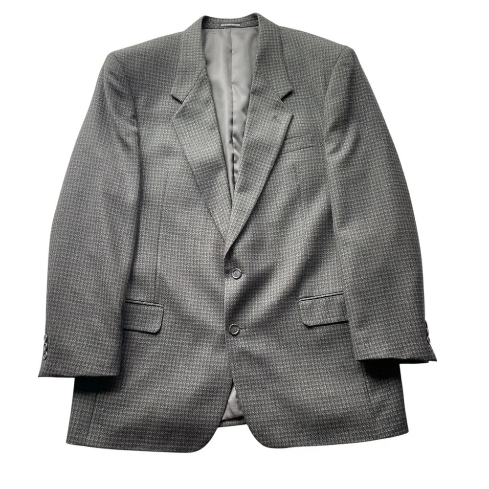 Joseph Feiss Tweed Wool Suit Blazer Jacket Brown Size 44L Check NWOT Menswear